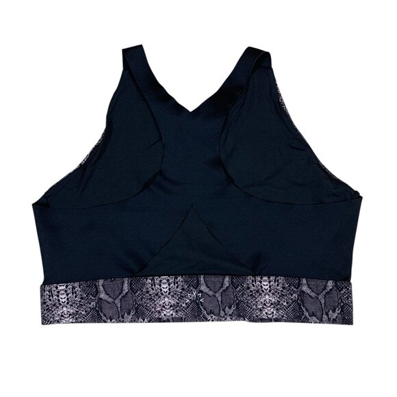 Varley Gray Snake Print High Neck Sports Bra Wide Strap Luxe Feel Large - Picture 2 of 4